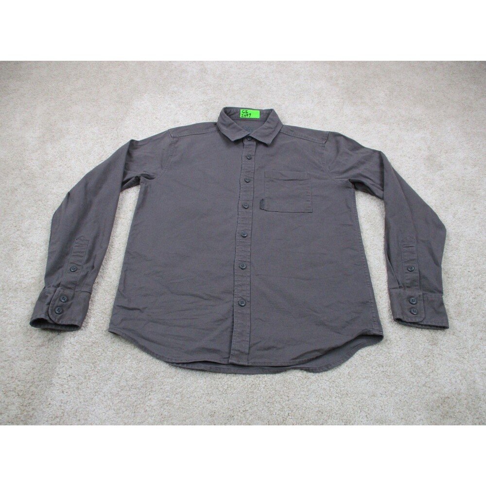 Topo Designs Dirt Shirt Mens Medium M Gray Organic Cotton Stretch Button Up